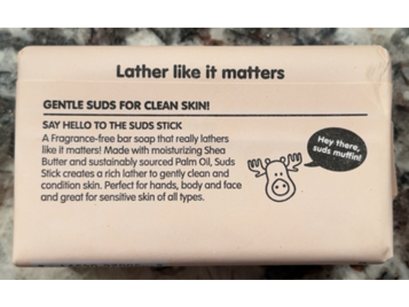 Tubby Todd Bath Co Suds Stick Bar Soap, Fragrance-Free, 5 oz/146 g