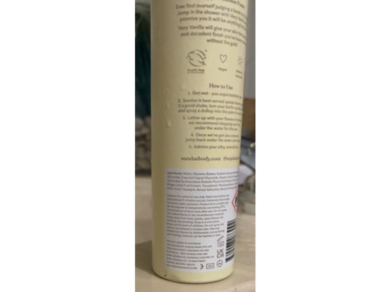 Sundae Very Vanilla Whipped Shower Foam, Kakadu Plum & Finger Lime, 8.9 fl oz/265 mL