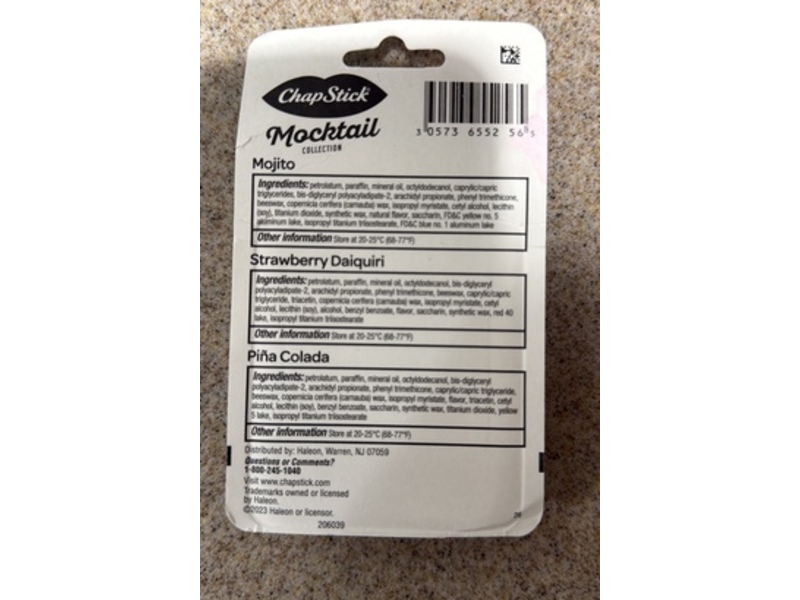 ChapStick Mocktail Collection, Mojito, Strawberry Daiquiri, Pia Colada, 0.15 oz/4 g, Pack Of 216