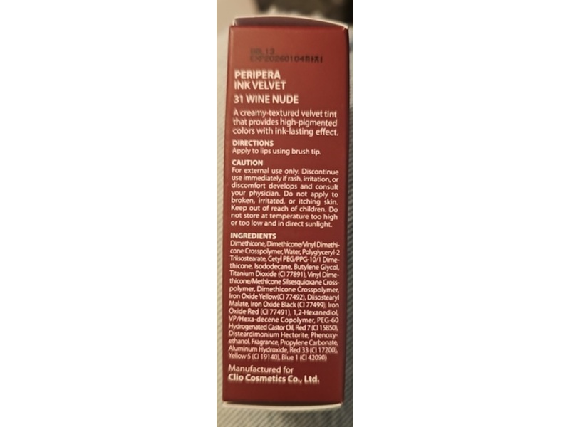 Peripera Ink Velvet, 31 Wine Nude, 0.14 oz/4 g