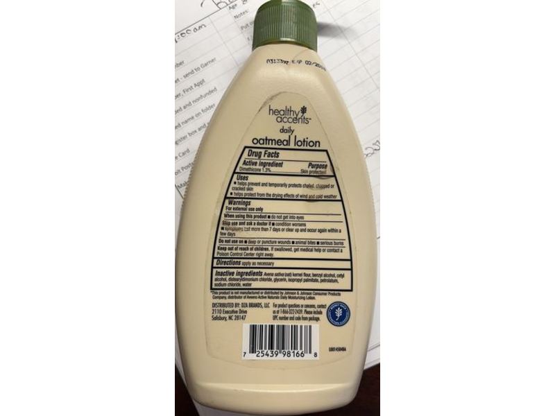 Healthy Accents Daily Oatmeal Lotion Skin Protectant, Fragrance Free, 12 fl oz/354 mL