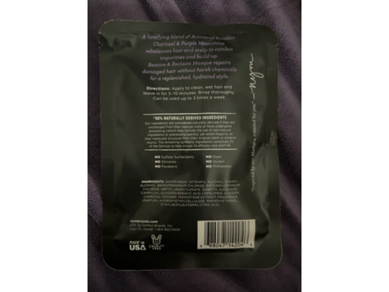 Not Your Mother's Restore & Reclaim Butter Masque, Activated Bamboo Charcoal & Purple Moonstone, 1.75 oz/52 mL