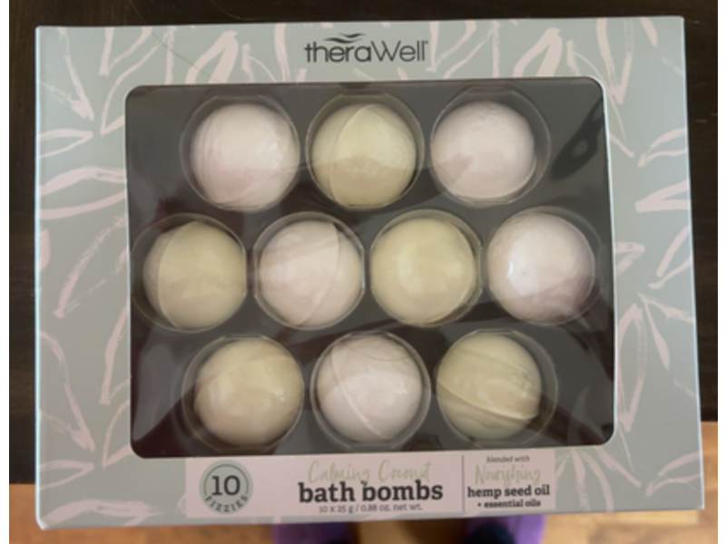 theraWell Bath Bombs, Calming Coconut, 0.88 oz/25 g, 10 Count