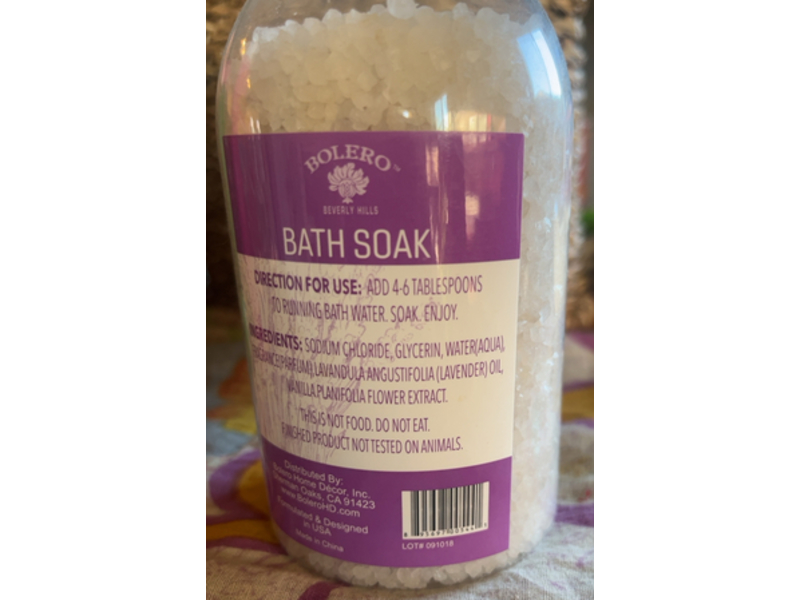 Bolera Beverly Hills Bath Soak, Lavender Oil + Vanilla, 17.5 oz/500 g