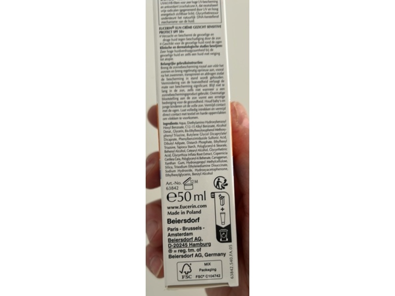 Eucerin Sensitive Protect Sun Creme, SPF 50+, 50 mL