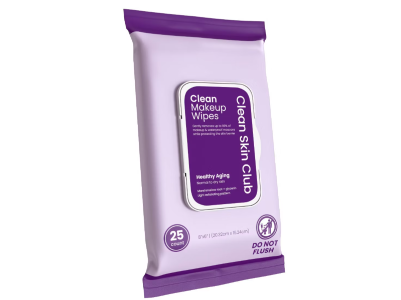 Clean Skin Club Healthy Aging Clean Makeup Wipes, Marshmallow Root + Glycerin, 25 Count