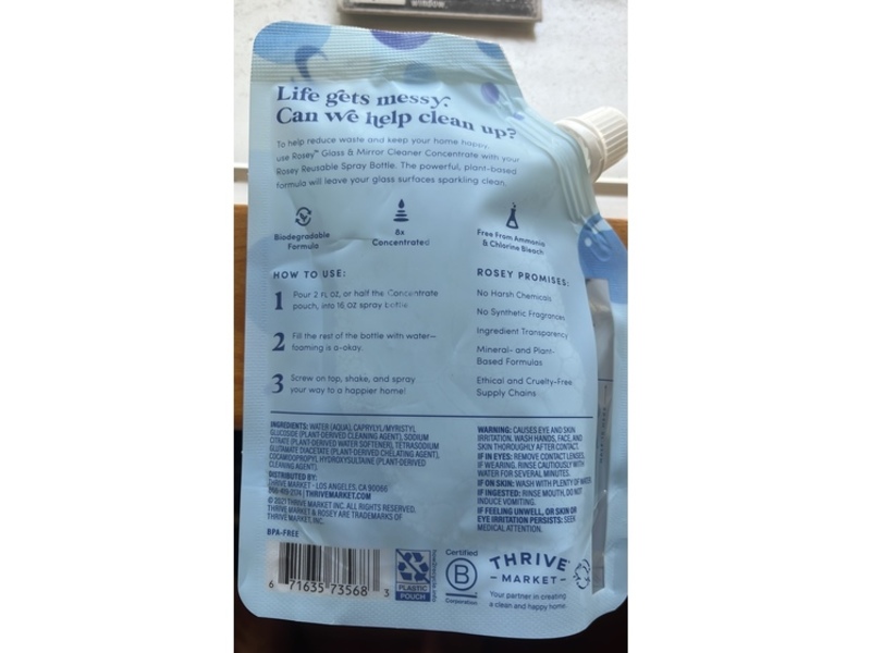 Rosey Glass & Mirror Cleaner, Unscented, 4 fl oz/118 mL