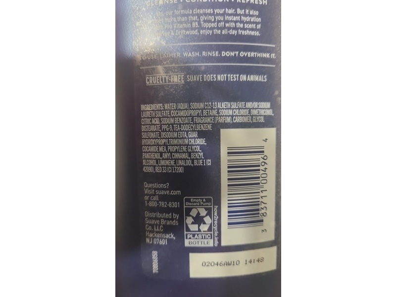 Suave Men Shampoo And Conditioner, Ocean Charge, 40 fl oz/1/18 L