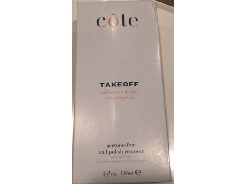 Cote Takeoff nail Polish Remover, Wild Sea Rose, Acetone-Free, 4 fl oz/118 mL