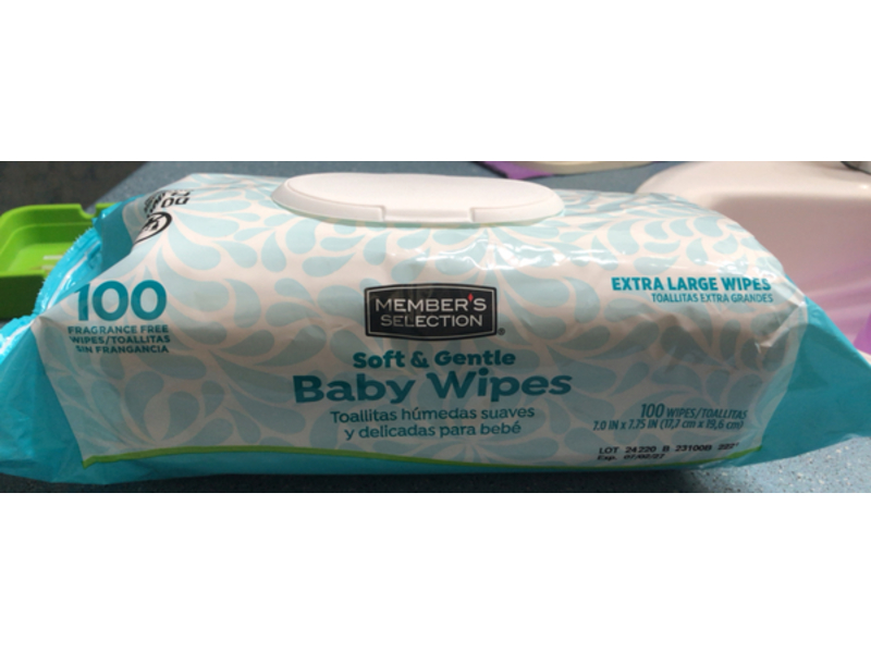 Member's Selection Soft & Gentle Baby Wipes, Extra Large, 100 Count