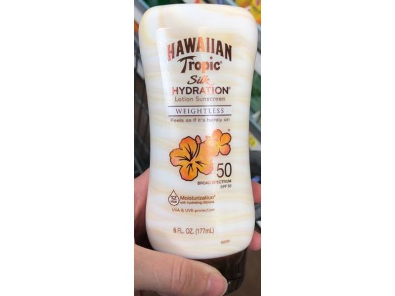 Hawaiian Tropic Silk Hydration Sunscreen Lotion, Weightless, SPF 50, 6 fl oz/177 mL