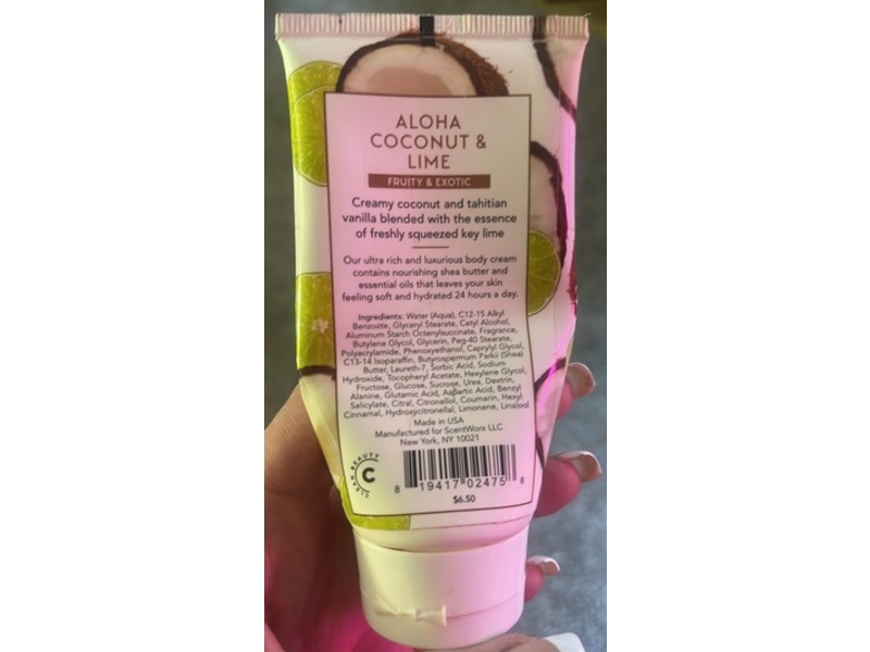 Scent Work Body Cream, Aloha Coconut & Lime, 5 oz/70 g
