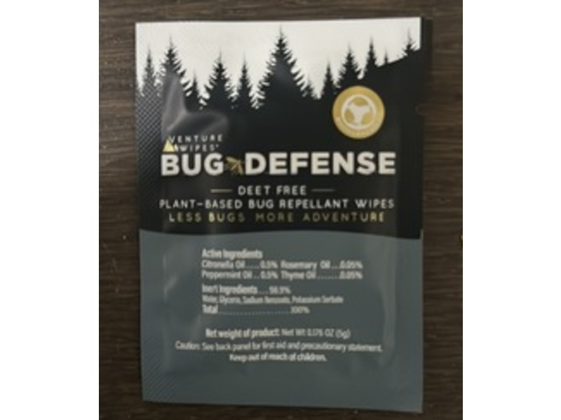 Venture Wipes Bug Defense Repellent Wipes, 0.176 oz/5 g, 15 Count