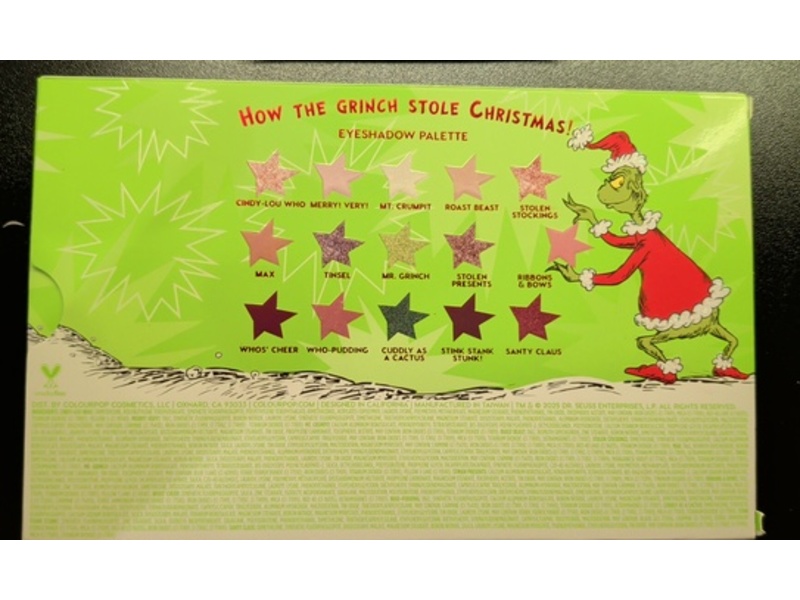 ColourPop x The Grinch Eyeshadow Palette, How The Grinch Stole Christmas , 0.63 oz/18.03 g