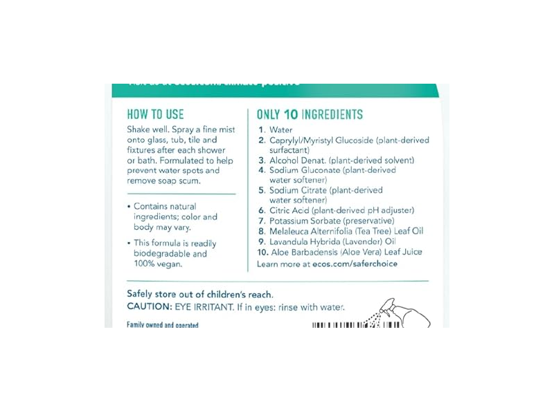 Ecos Bathroom Cleaner, Tea Tree, 22 fl oz/650 mL, Pack Of 2