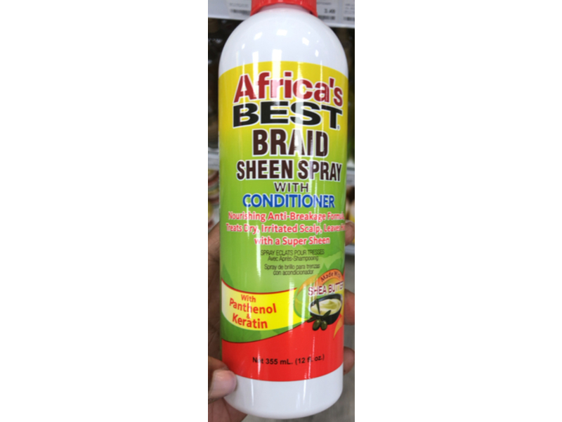 Africa Best Braid Sheen Conditioner Spray, Panthenol & Keratin, 12 fl oz,355 mL