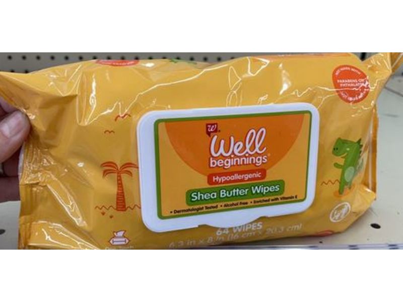 Well Beginnings Shea Butter Wipes, Hypoallergenic, 64 Counts