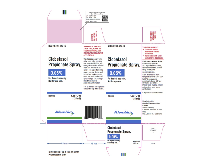 Clobetasol Propionate Spray 0.05%, 4.25 fl oz/125 mL, Alembic (RX)