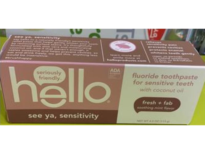 Hello Fluoride Toothpaste , Fresh + Fab Soothing Mint Flavor, 4.0 oz/113 g