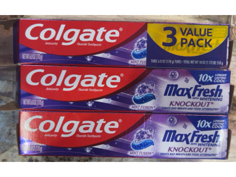 Colgate Max Fresh Whitening Toothpaste, Mint Fusion, 6 oz/170 g, Pack Of 3
