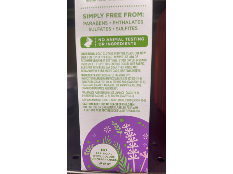 Simple Truth Bio Based Dryer Sheets, Lavender Scented, 80 Count