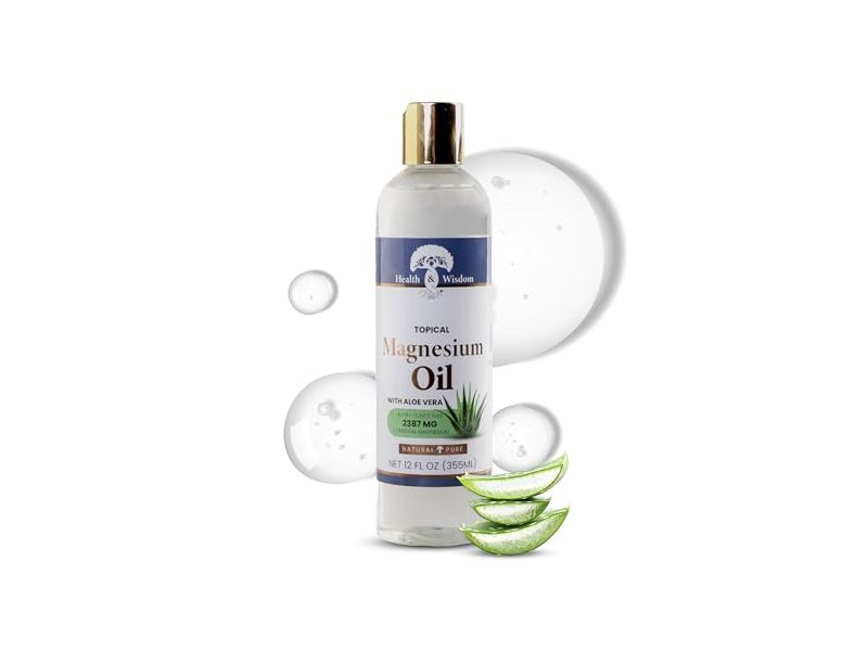 Health & Wisdom Topical Magnesium Oil, Aloe Vera, 12 fl oz/355 mL