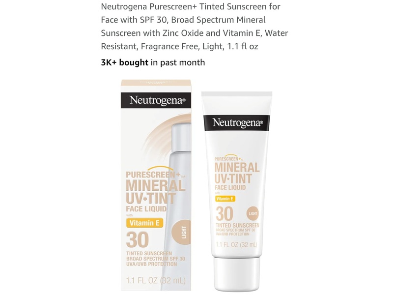 Neutrogena Purescreen+ Mineral UV Face Liquid Tinted Sunscreen, SPF 30, Light, 1.1 fl oz/32 mL