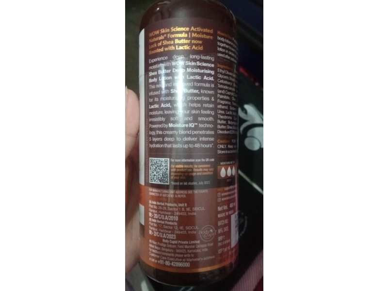 WOW Skin Science Shea Butter Deep Moisture Body Lotion, 400 mL