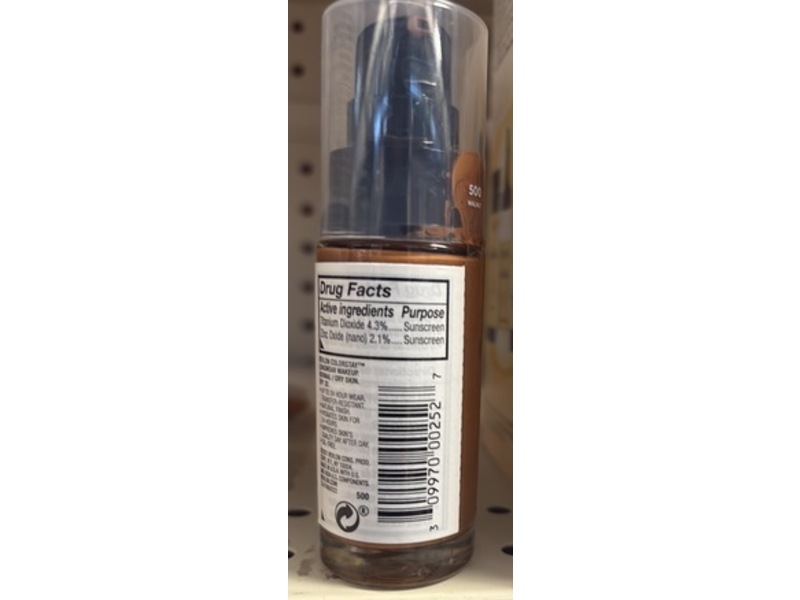 Revlon Colorstay Longwear Makeup, 500 Walnut SPF 20, 1 fl oz/30 mL