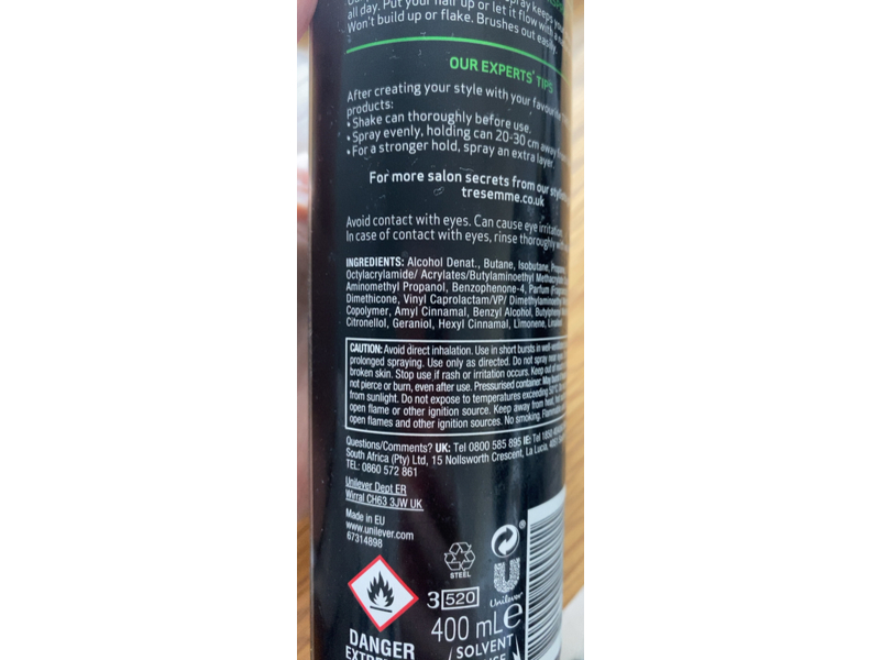 Tresemme Firm Hold Hair Spray, 3 Hold, 400 mL