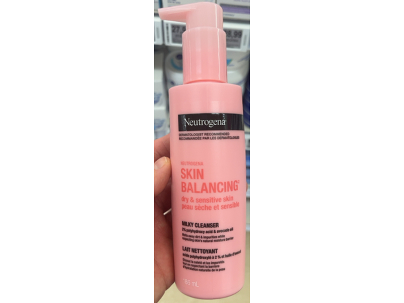 Neutrogena Skin Balancing Gentle Milky Cleanser, Polyhydroxy Acid & Avocado Oil, 186 mL