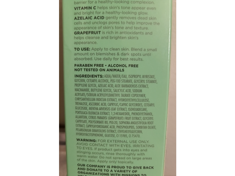 Global Beauty Care Blemish Control Blemish & Dark Spot Treatment Cream Gel, Vitamin C, Azelaic Acid & Grapefruit, 0.5 fl oz/15 mL