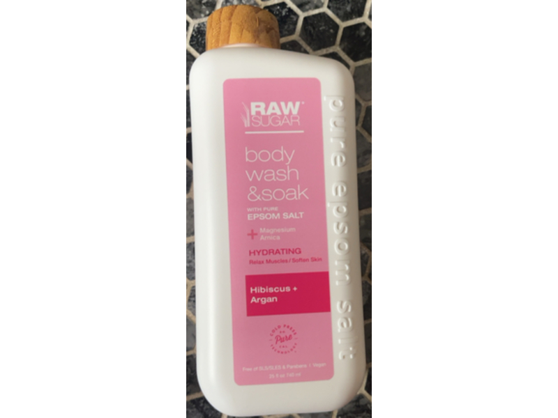 Raw Sugar Body Wash & Soak, Hibiscus + Argan, 25 fl oz/740 mL