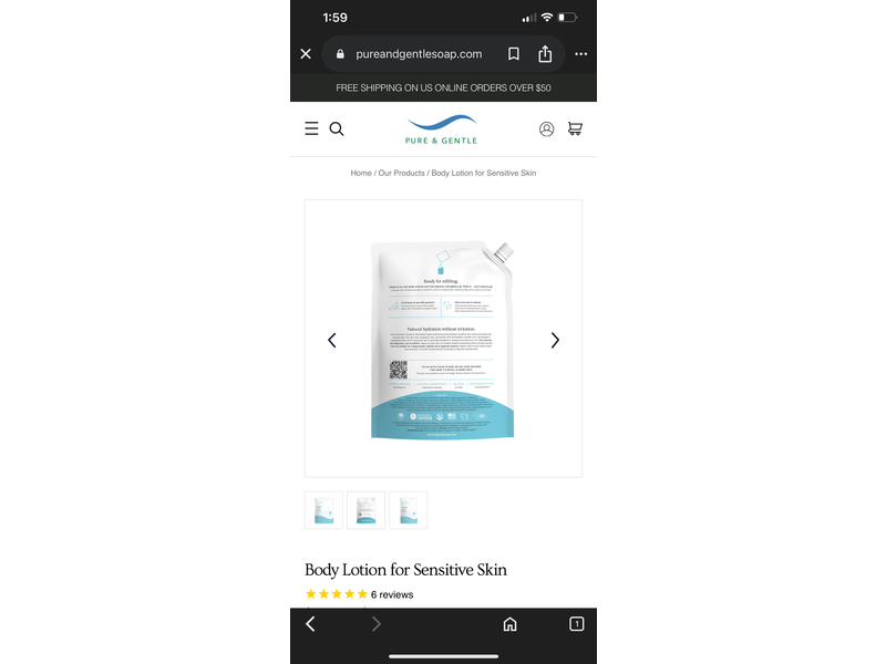 Pure & Gentle Body Lotion, Sensitive Skin, 32 fl oz/0.95 L