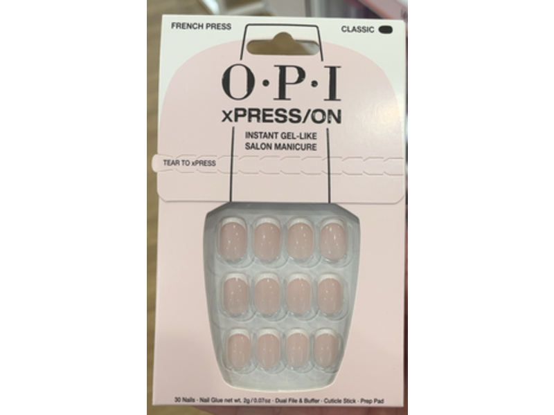 O.P.I xPress/On Press On Nails, French Press, 0.07 oz/2 g