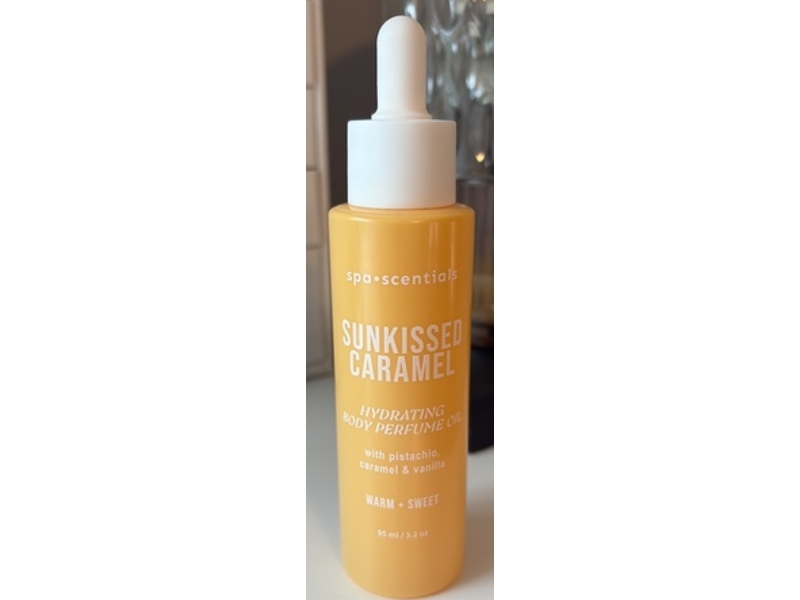 Spa Scentials Sunkissed Caramel Hydrating Body Perfume Oil, Pistachio, Caramel & Vanilla, 3.2 oz/95 mL