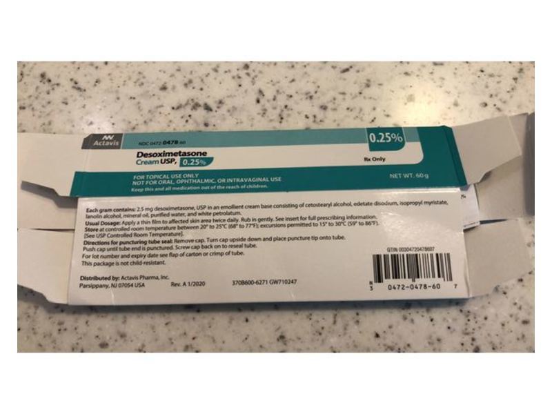 Desoximetasone Cream USP, 0.25%, 60 gm, Actavis (RX)