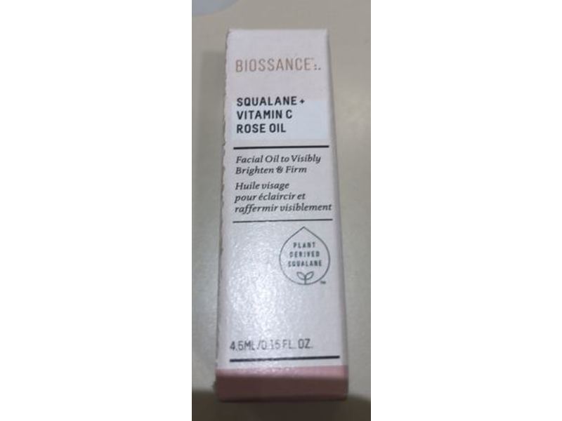 Biossance Facial Oil, Squalane + Vitamin C Rose Oil, 0.15 fl oz/4.5 mL