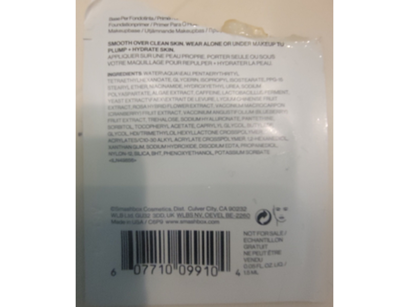 Smashbox Photo Finish Primerizer+ Hydrating Primer, 0.05 fl oz/15 mL