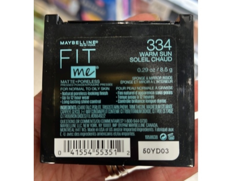 Maybelline New York Fit Me Matte + Poreless Powder, 334 Warn Sun, 0.29 oz/8.5 g