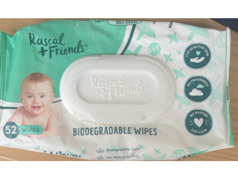 Rascal + Friends Biodegradable Baby Wipes, 52 Count