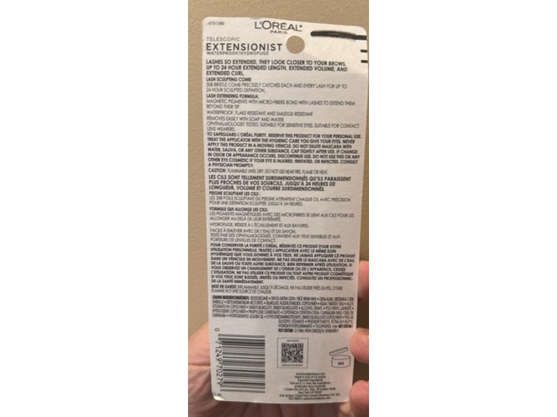 L'Oreal Paris Telescopic Extensionist Waterproof Mascara, 997 Black, 0.33 fl oz/9.9 mL