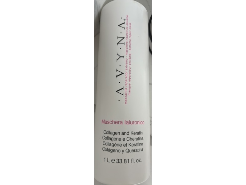Avyna Maschera Ialuronico Extreme Repair Mask, Collagen And Keratin, 33.81 fl oz/1 L