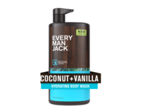 Every Man Jack Men's Hydrating Body Wash, Coconut + Vanilla, 28.8 fl oz/852 mL - thumbnail 1
