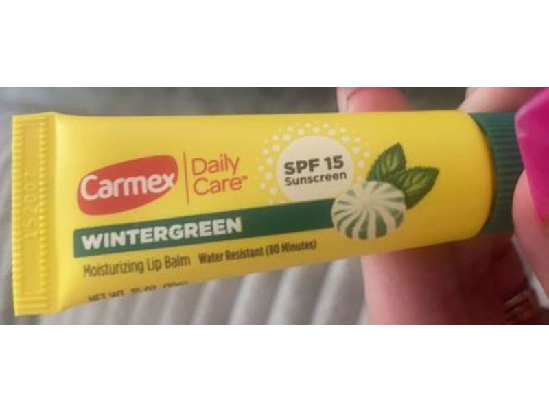 Carmex Daily Care Moisturizing Lip Balm, Wintergreen, SPF 15, 0.35 oz/10 g