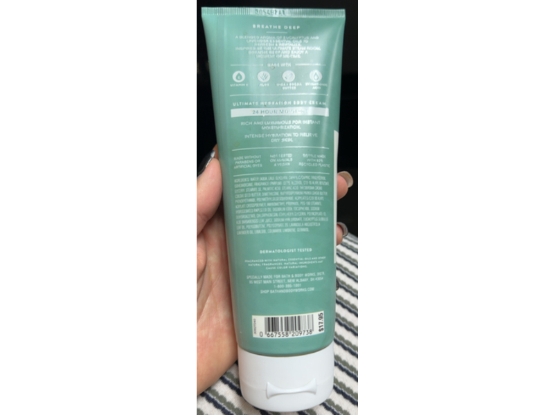 Bath & Body Works Ultimate Hydration Body Cream, Eucalyptus Lavender, 8 oz/226 g