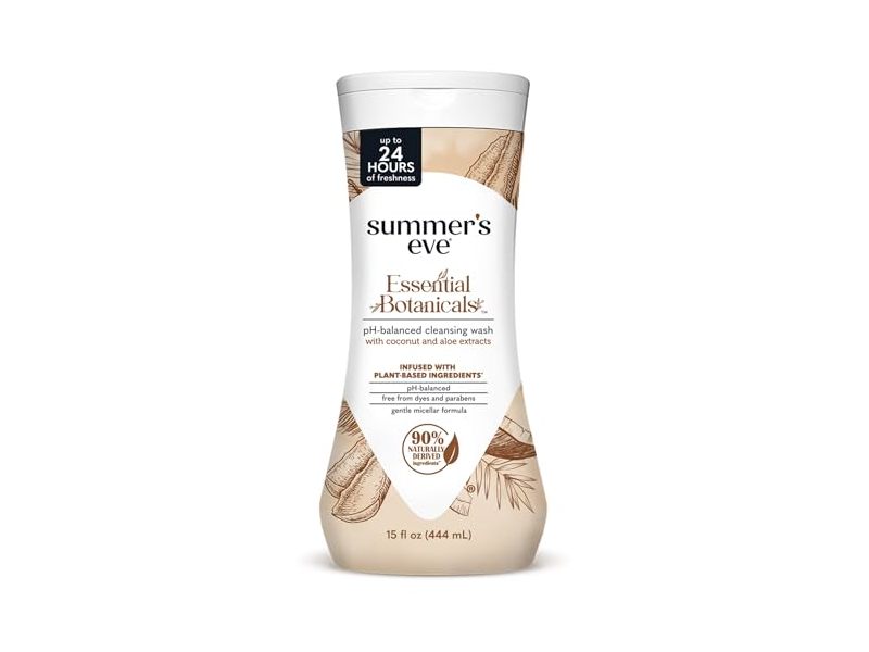 Summer’s Eve Essential Botanicals pH-Balanced Cleansing Wash, Coconut+Aloe, 15 fl oz/444 mL