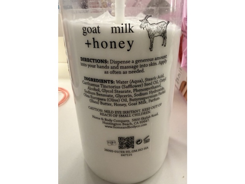 Home & Body Company Creme/Republic Body Lotion, Goat Milk+Honey, 20.4 oz/579 g