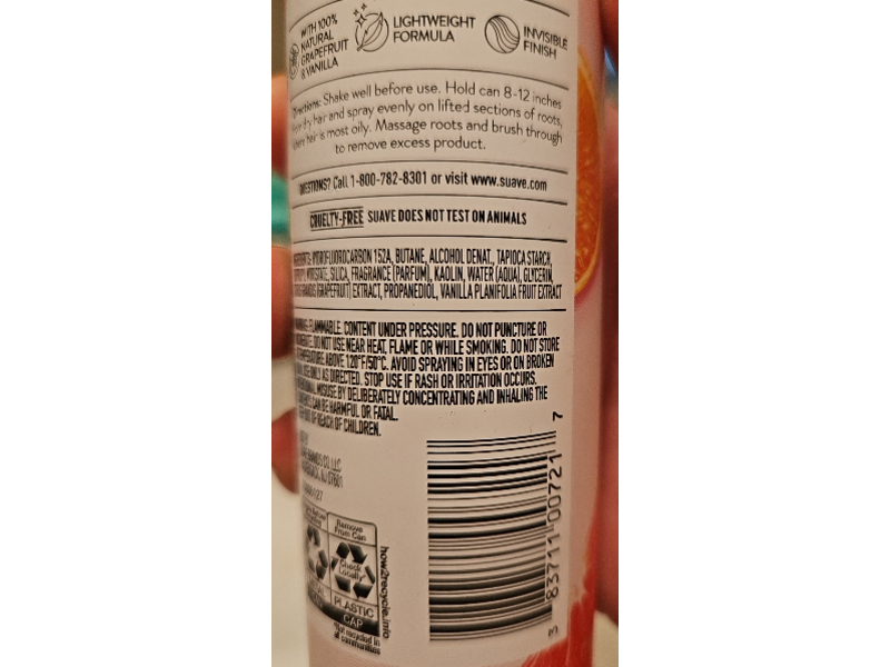 Suave Lightweight Dry Shampoo, Fresh Citrus & Vanilla, 4.3 oz/121 g