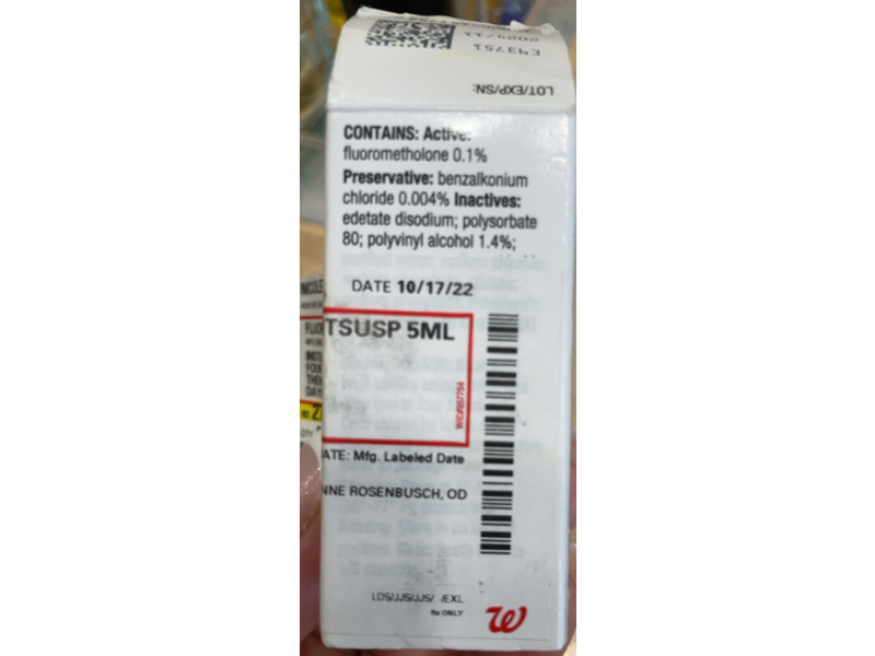 Fluorometholone Ohphtalmic Suspension USP 0.1%, 5 mL Pacific Pharma USA (RX)